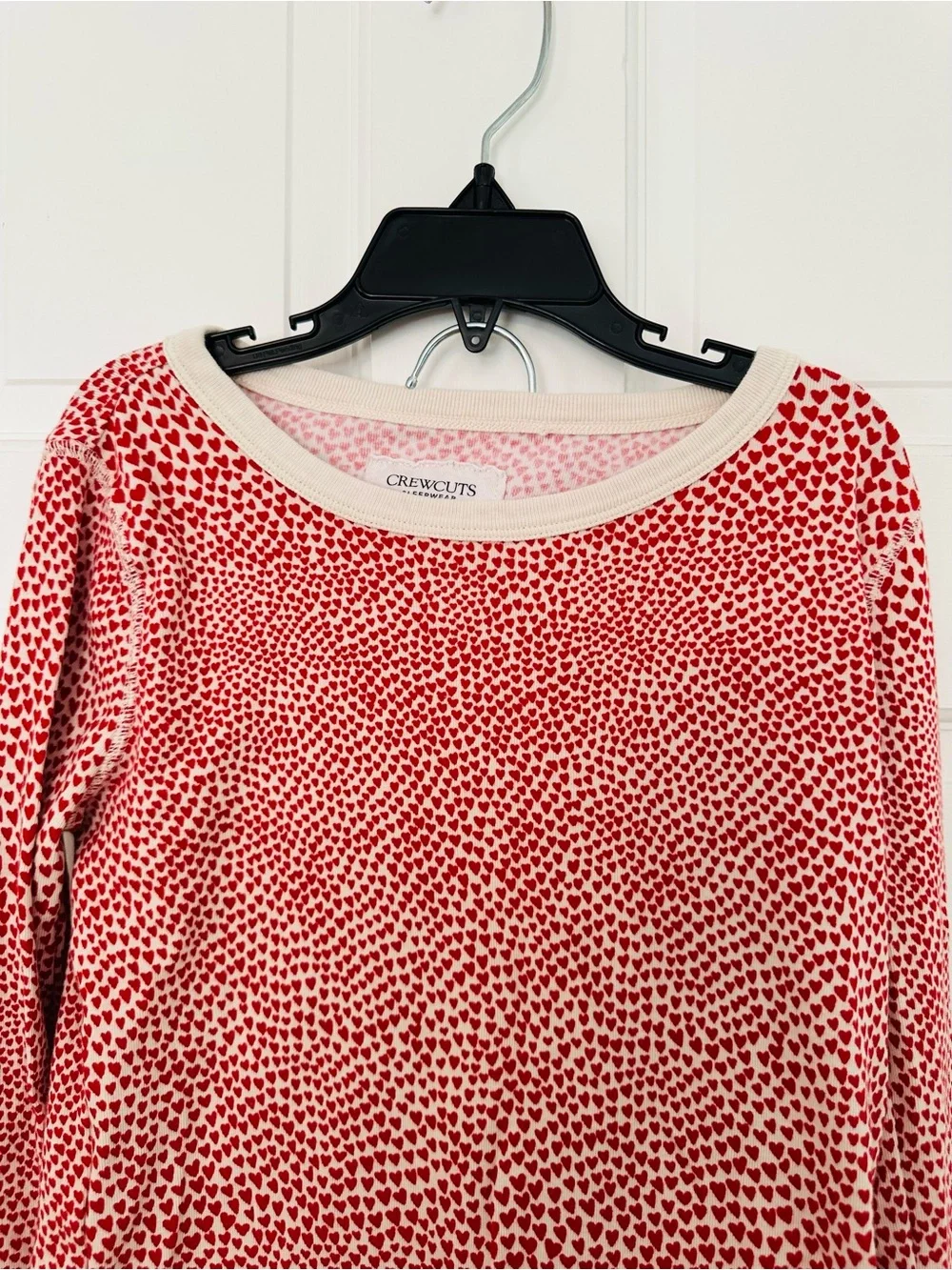 J Crew Crewcuts Long Sleeve & Pants Pajama Set w Red Hearts Valentines Sz 10